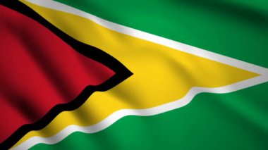 Guyana bayrağı Hareket video rüzgarsal sallayarak. Bayrak Closeup 1080p Hd görüntüleri