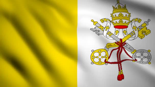 Bandera Ciudad Del Vaticano Motion Video Waving Wind Bandera Primer — Vídeo de stock
