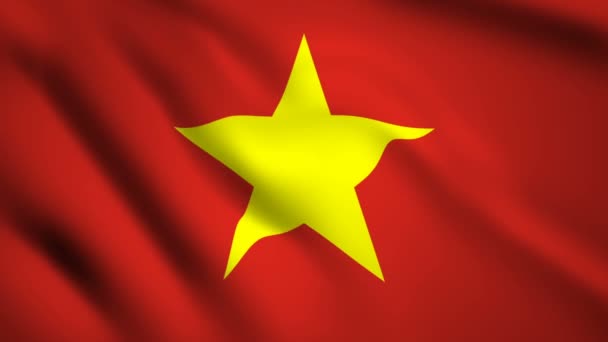 Vietnamesische Flaggen Wehen Wind Flagge Nahaufnahme 1080P Filmmaterial — Stockvideo
