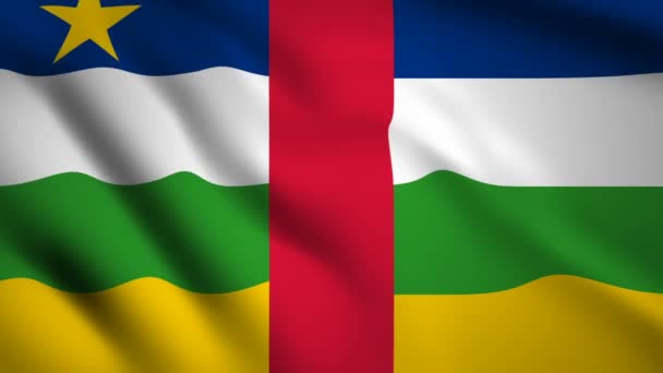 Bandera de la República Centroafricana Movimiento de vídeo ondeando en el viento. Bandera Primer plano 1080p HD material de archivo — Vídeo de stock