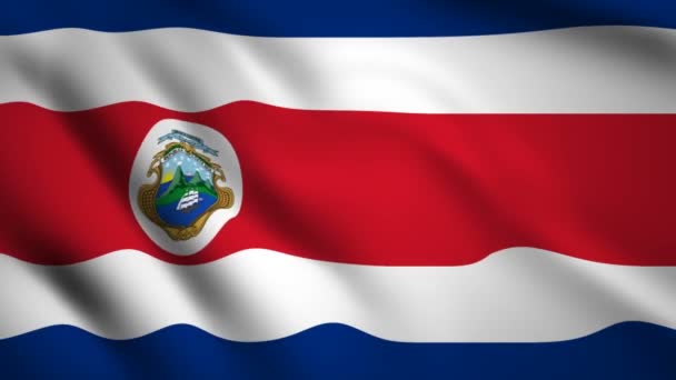 Costa Rica Flagga Motion Video Vinka Vinden Flagga Närbild 1080P — Stockvideo