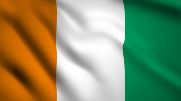 Bandera Cote Ivoire Vídeo Movimiento Ondeando Con Viento Bandera Primer — Vídeos de Stock