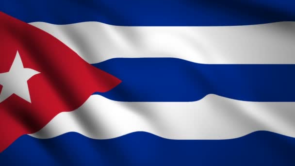 Bandera Cuba Movimiento Vídeo Ondeando Viento Bandera Primer Plano 1080P — Vídeo de stock