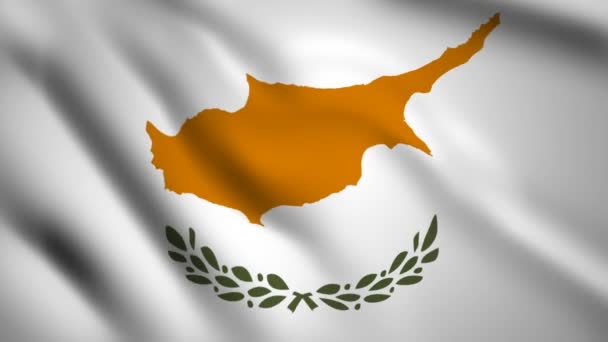 Kyperská Vlajka Motion Video Mávající Větrem Vlajka Closeup 1080P Záběr — Stock video