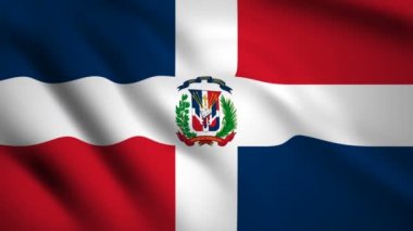  Dominik Cumhuriyeti bayrağı Hareket video rüzgarsal sallayarak. Bayrak Closeup 1080p Hd görüntüleri