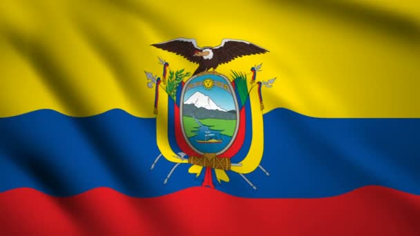 Bandera Ecuador Movimiento Vídeo Ondeando Viento Bandera Primer Plano 1080P — Vídeos de Stock