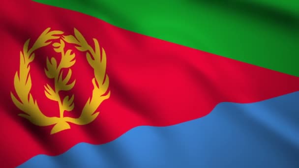 Bandeira Eritreia Vídeo Movimento Acenando Vento Bandeira Fechar 1080P Imagens — Vídeo de Stock