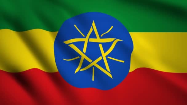 Etiopien Flagga Motion Video Vinka Vinden Flagga Närbild 1080P Bilder — Stockvideo