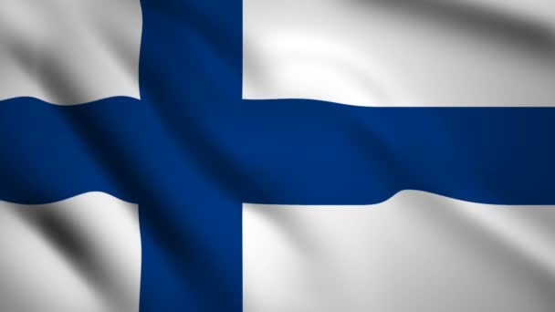 Фінляндія Прапор Руху Відео Розмахуючи Вітрі Прапор Крупним Планом 1080P — стокове відео