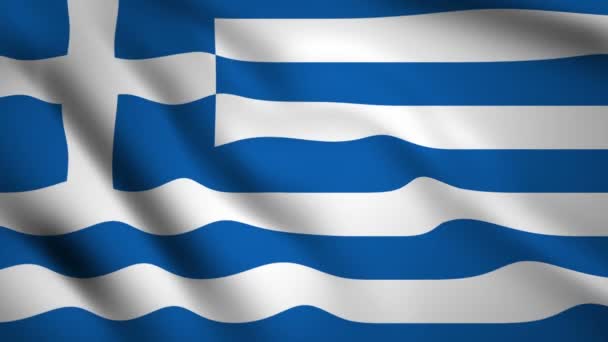 Bandera Grecia Movimiento Vídeo Ondeando Viento Bandera Primer Plano 1080P — Vídeo de stock