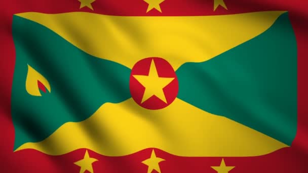 Grenada Flagge Bewegungsvideo Weht Wind Flagge Nahaufnahme 1080P Filmmaterial — Stockvideo