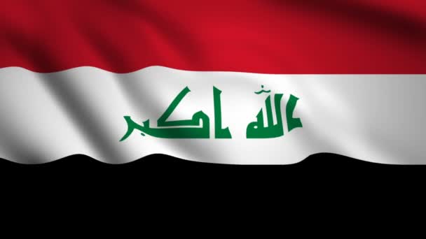 Bandera Irak Movimiento Vídeo Ondeando Viento Bandera Primer Plano 1080P — Vídeos de Stock