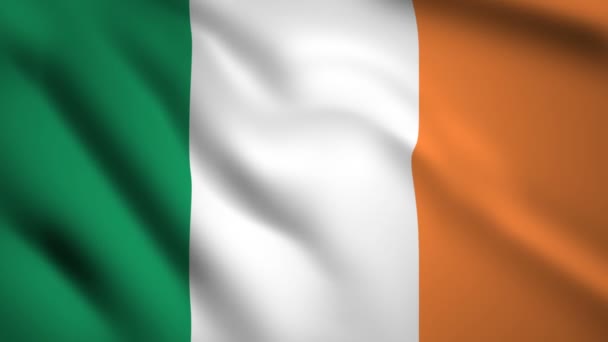 Ierland Flag Motion Video Zwaaiende Wind Markeer Close Ups 1080P — Stockvideo