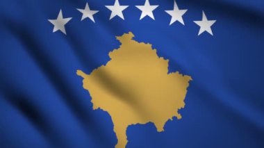 Kosovo flag Motion video waving in wind. Flag Closeup 1080p HD footage