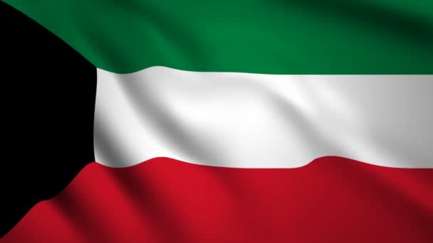 Kuvajtská Vlajka Motion Video Mávajících Větrem Vlajka Closeup 1080P Záběr — Stock video