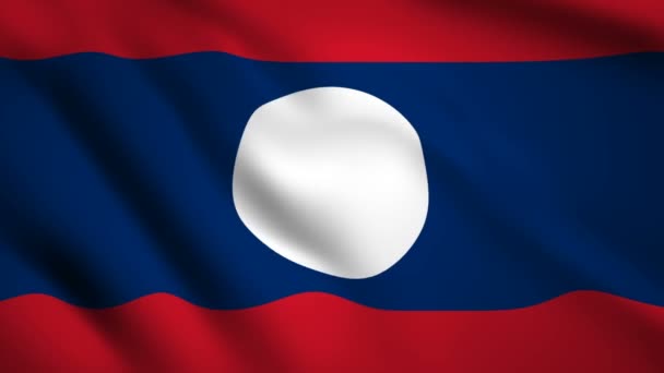 Bandera Laos Movimiento Vídeo Ondeando Viento Bandera Primer Plano 1080P — Vídeos de Stock