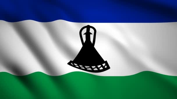 Lesotho Flag Motion Videó Integetett Szél Zászló Closeup 1080P Hosszúság — Stock videók