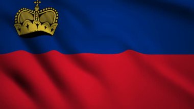Liechtenstein bayrağı Hareket video rüzgarda sallayarak. Bayrak Closeup 1080p Hd görüntüleri