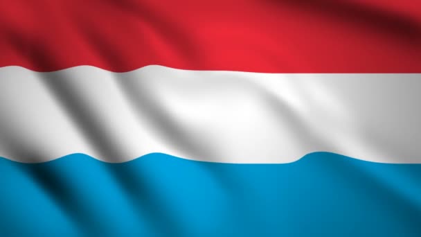 Bandeira Luxemburgo Vídeo Movimento Acenando Vento Bandeira Fechar 1080P Imagens — Vídeo de Stock