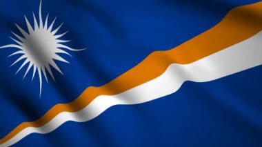 Marshall Adaları bayrak Hareket video rüzgarda sallayarak. Bayrak Closeup 1080p Hd görüntüleri