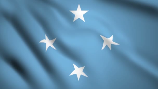 Mikronesiens Federerade Stater Flagga Motion Video Vinka Vinden Flagga Närbild — Stockvideo