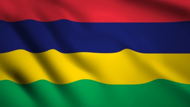 Mauritius Flaga Motion Wideo Machając Wiatr Flaga Zbliżenie 1080P Nagrania — Wideo stockowe