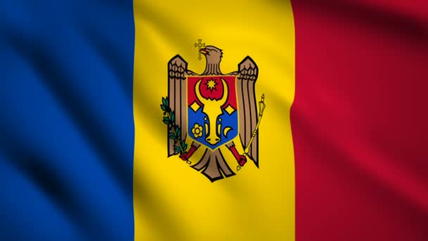 Moldavie Drapeau Motion Vidéo Agitant Dans Vent Drapeau Gros Plan — Video