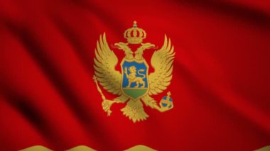 Karadağ bayrağı Hareket video rüzgarda sallayarak. Bayrak Closeup 1080p Hd görüntüleri