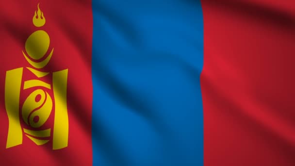 Mongolië Flag Motion Video Zwaaiende Wind Markeer Close Ups 1080P — Stockvideo