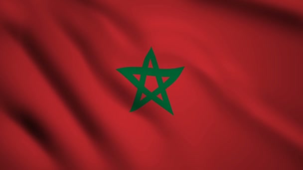 Drapeau Maroc Vidéo Mouvement Agitant Dans Vent Drapeau Gros Plan — Video