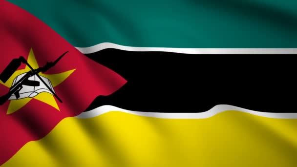 Mozambique Flagge Bewegungs Video Weht Wind Flagge Nahaufnahme 1080P Filmmaterial — Stockvideo