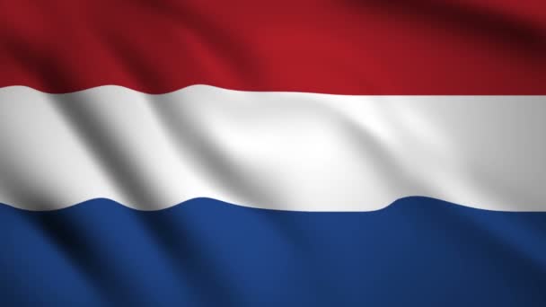 Bandeira Holanda Vídeo Movimento Acenando Vento Bandeira Fechar 1080P Imagens — Vídeo de Stock
