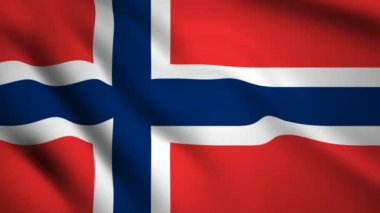 Norveç bayrağı Hareket video rüzgarsal sallayarak. Bayrak Closeup 1080p Hd görüntüleri