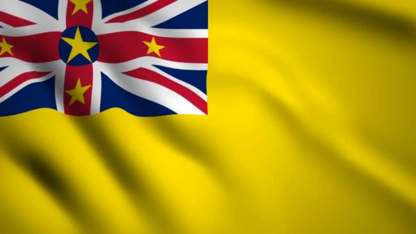 Niue Flag Vidéo Mouvement Agitant Dans Vent Drapeau Gros Plan — Video