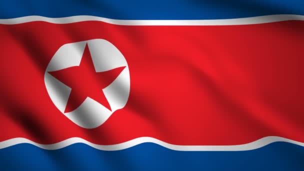 Drapeau Corée du Nord Vidéo de mouvement agitant dans le vent. Drapeau Gros plan 1080p HD séquences 