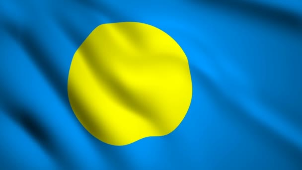 Palau Flag Motion Video Waving Wind Flag Closeup 1080P Footage — Stock Video