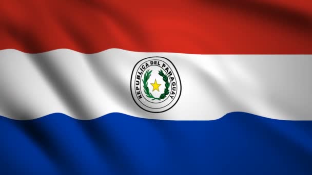 Drapeau Paraguay Vidéo Mouvement Agitant Vent Drapeau Gros Plan 1080P — Video