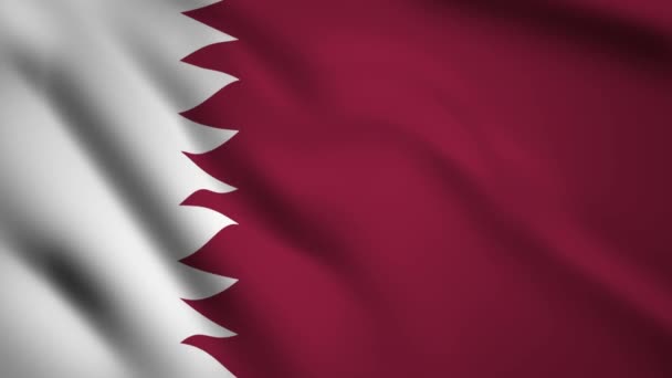 Bandera Qatar Movimiento Vídeo Ondeando Viento Bandera Primer Plano 1080P — Vídeos de Stock