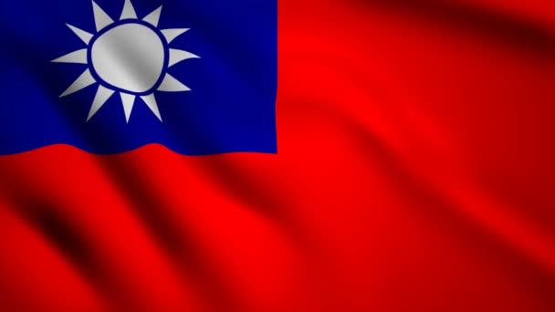 Republic China Flag Motion Video Waving Wind Flag Closeup 1080P — Stock Video