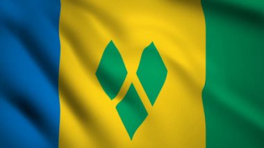 Saint Vincent ve Grenadine bayrağı Hareket video rüzgarsal sallayarak. Bayrak Closeup 1080p Hd görüntüleri