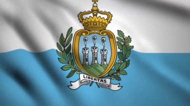 San Marino bayrak Hareket video rüzgarsal sallayarak. Bayrak Closeup 1080p Hd görüntüleri