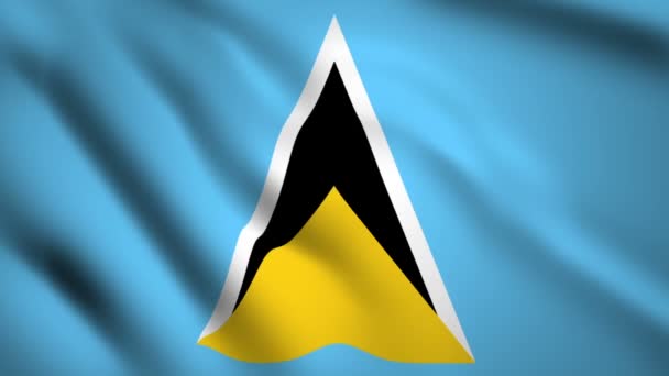 Saint Lucia Flag Motion Video Zwaaiende Wind Markeer Close Ups Videoclip