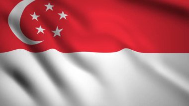 Singapur lag Motion video rüzgarda sallayarak. Bayrak Closeup 1080p Hd görüntüleri