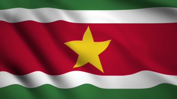Bandeira Suriname Vídeo Movimento Acenando Vento Bandeira Fechar 1080P Imagens — Vídeo de Stock