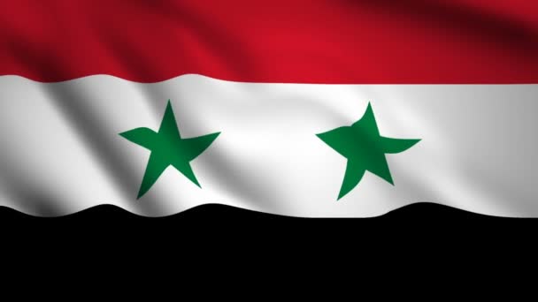 Syrië Vlag Beweging Video Zwaaiende Wind Markeer Close Ups 1080P — Stockvideo