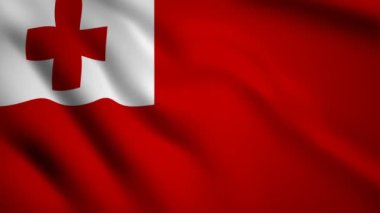 Tonga bayrağı rüzgarda sallanan hareket videosu. Bayrak Kapanışı 1080p Hd görüntüleri