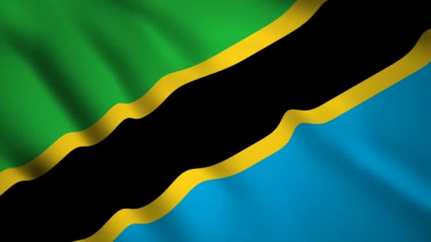 Tanzanya Bayrağı Rüzgarda Sallanan Hareket Videosu Bayrak Kapanışı 1080P Görüntüleri — Stok video