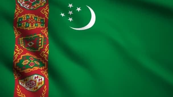 Bandeira Turquemenistão Vídeo Movimento Acenando Vento Bandeira Fechar 1080P Imagens — Vídeo de Stock