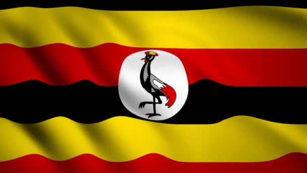 Drapeau Ouganda Vidéo Mouvement Agitant Dans Vent Drapeau Gros Plan — Video
