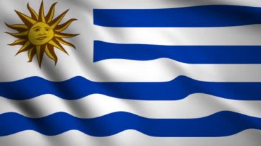 Uruguay bayrağı rüzgarda sallanan hareket videosu. Bayrak Kapanışı 1080p Hd görüntüleri
